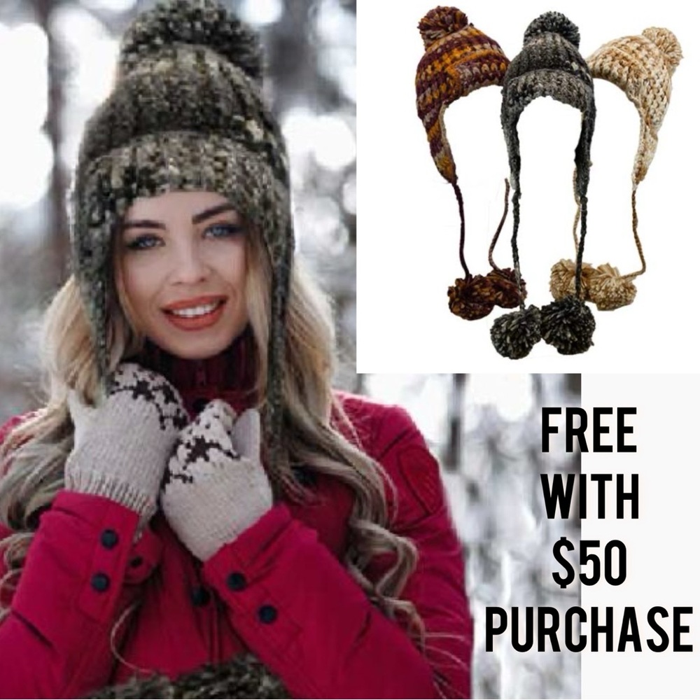 Winter Pom-Pom Hat with velour lining in various colors